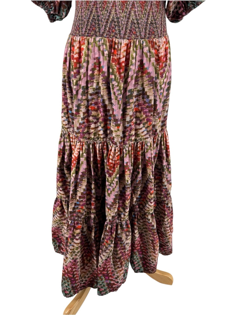 Anthropologie Conditions Apply Notch Neck Zig Zag Printed Puff-Sleeve Mini Dress - Picture 10 of 13